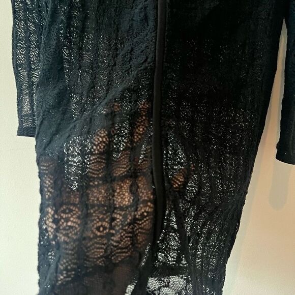 IRO Women's Elbow Length Sleeve Cold Shoulder V-Neck Lace Black Top Size Small - Picture 7 of 8